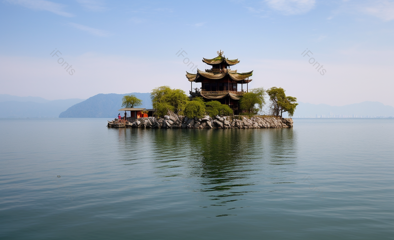 大海石头房子壮观清新简约,高清,摄影图,摄影图片,图片大全,摄影图免费下载